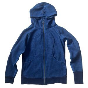 Lululemon Scuba Hoodie Heather Cobalt Blue Full Zip SZ 10 Athleisure Workout Gym